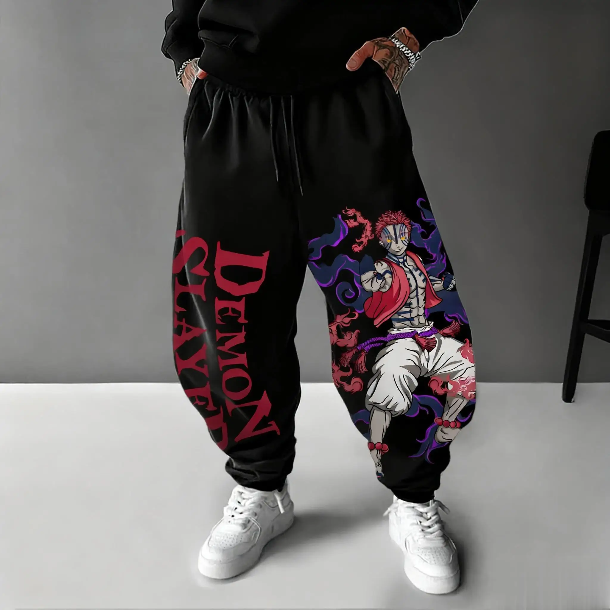 Street Fashion Hats - Spodnie Demon Slayer Akaza Anime Męskie