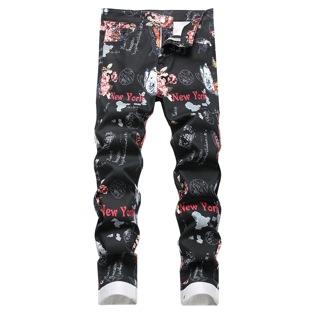 Street Fashion Of New York - Męskie spodnie jeansowe z cyfrowym nadrukiem,