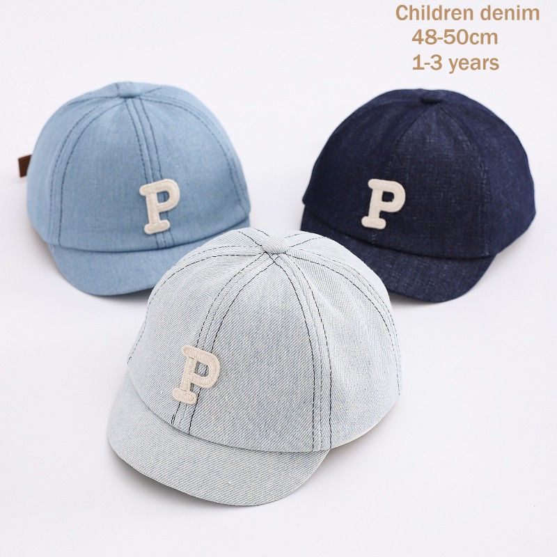 Street Fashion Hats - Dziecięca dżinsowa czapka bejsbolówka 48-50cm, bawełniana,