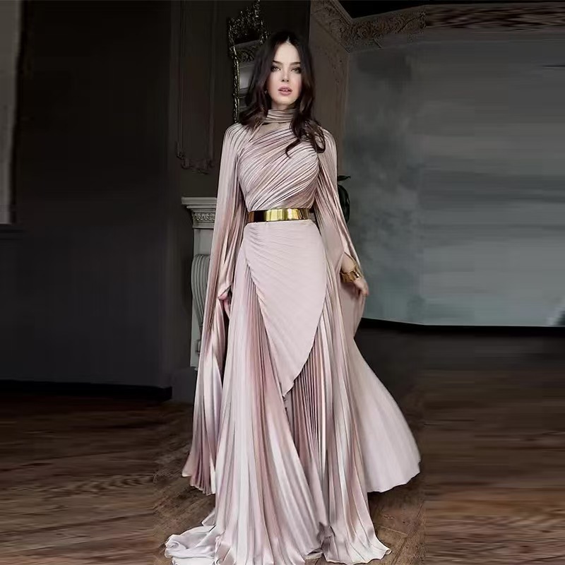 Guangzhou Street Fashion - Sukienka wieczorowa z gradientowym nadrukiem, składana,