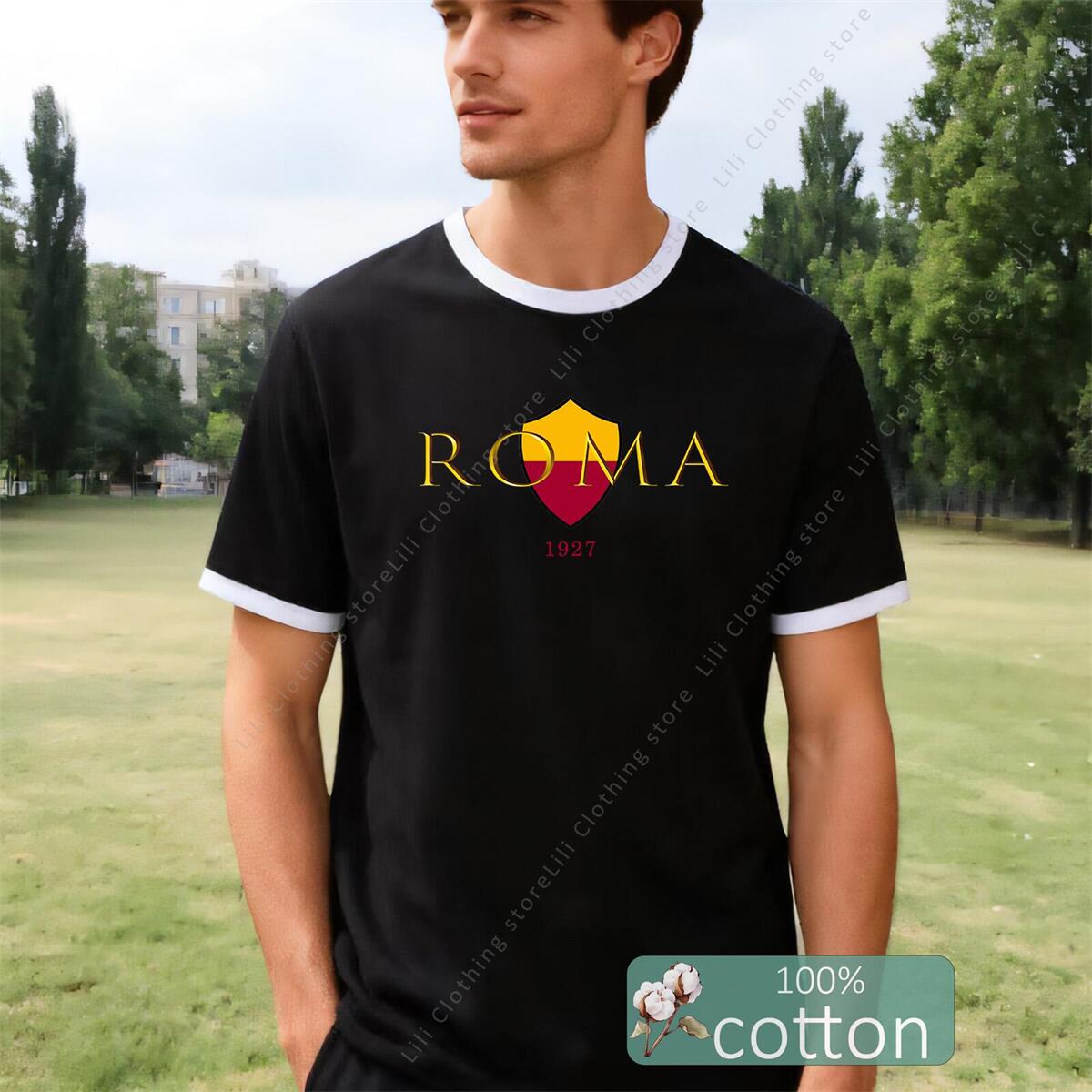 Street Fashion Roma - Męskie koszulki z grafiką ROMA, bawełniane,
