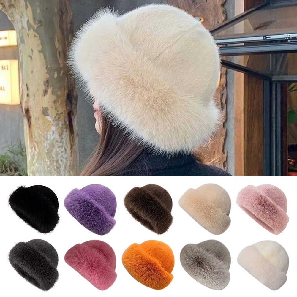 Bucket Hat Embroidered - Modne nakrycia głowy, puszyste futrzane czapki