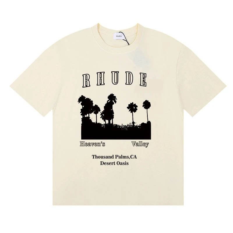 Modna koszulka marki Rhude, le – Street Fashion Brand Logo recenzja i cena