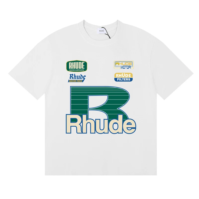 Modna koszulka marki Rhude, le – Street Fashion Brand Logo recenzja i cena