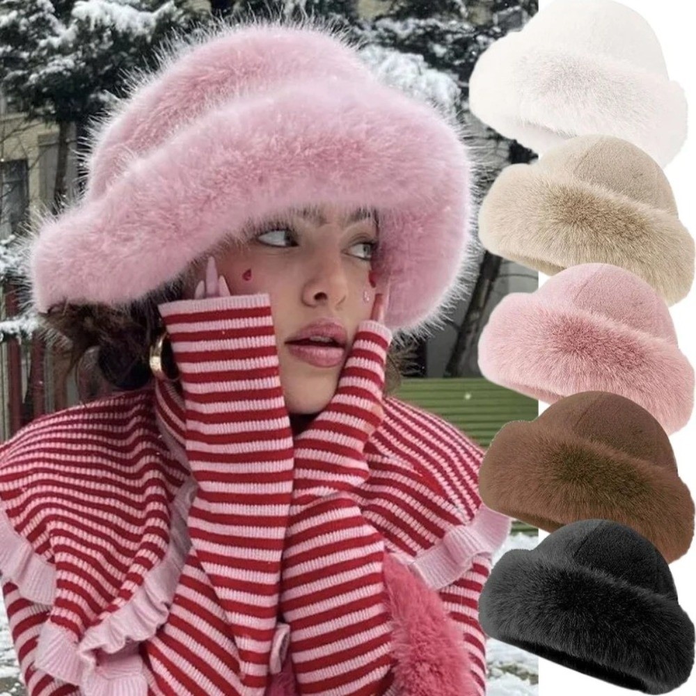 Nowa puszysta zimowa czapka z  – Bucket Hat Embroidered recenzja i cena