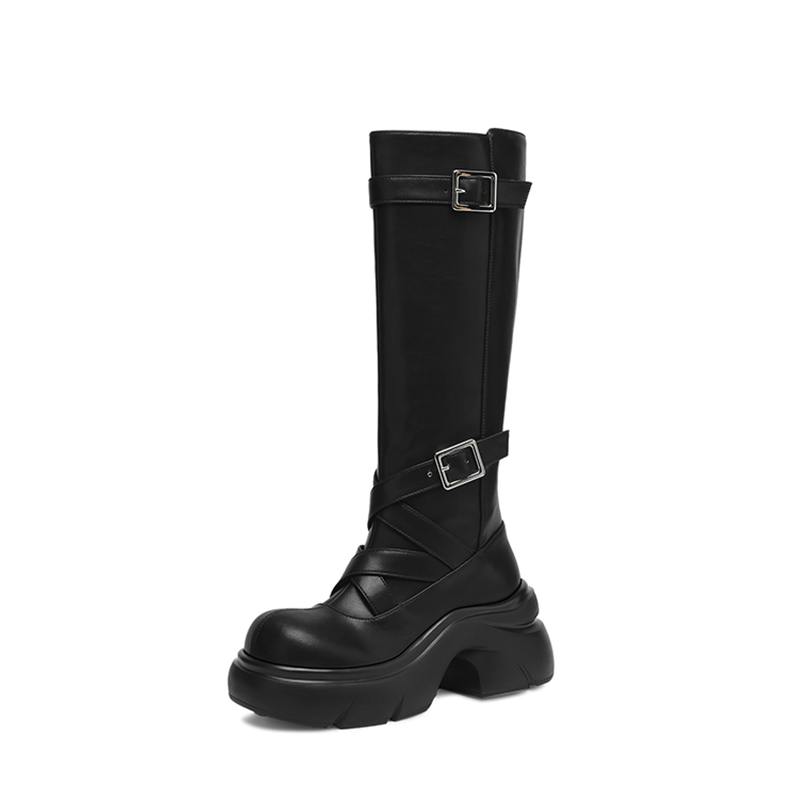 Botki za kolano z metalową kla – Street Fashion Winter recenzja i cena